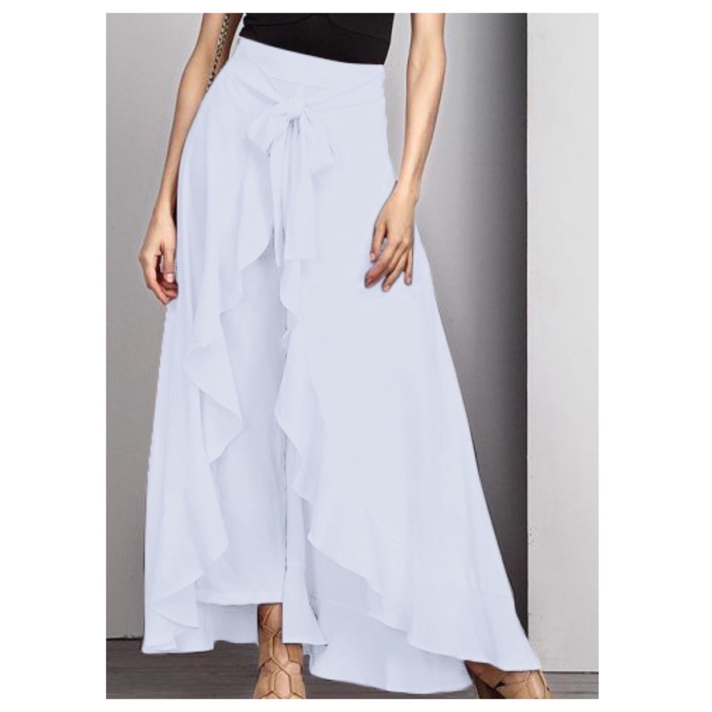 White Flutter Pants